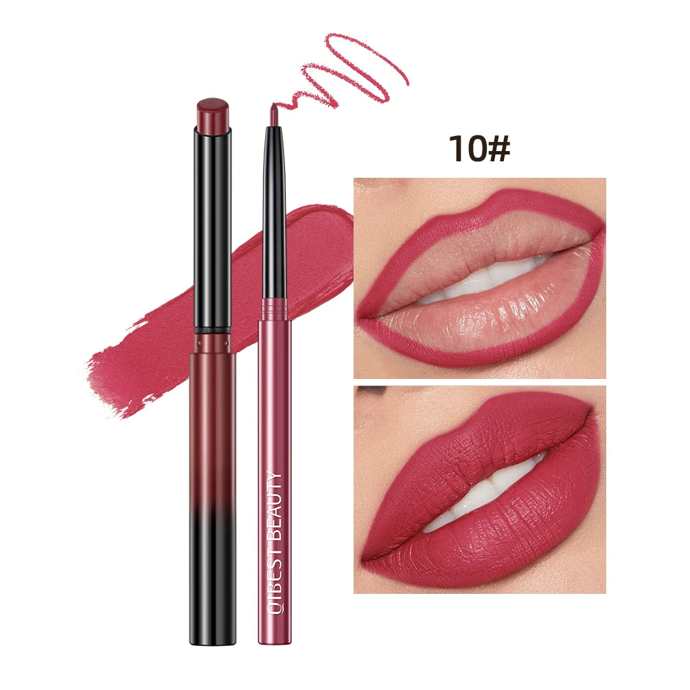QIBEST Matte Nude Lipstick Pen Long Lasting Lipliner Lip Pencil Waterproof Lip Liner Contour Sexy Red Lip Makeup Set For Women - Maliame Store