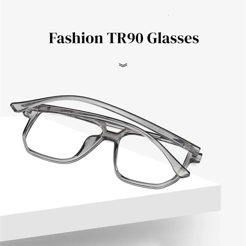 Myopia Photochromic Glasses - Oversized Double Beam Anti Blue Light Eyeglasses - Maliame Store