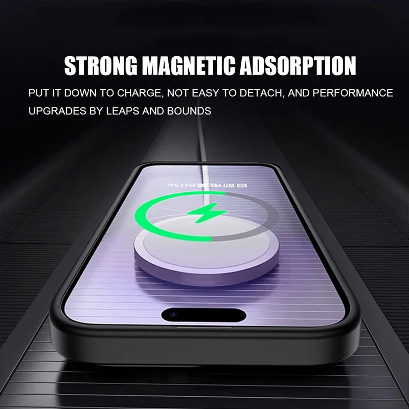 Matte Armor Wireless Charge Translucent Case For iPhone 16 15 14 13 11 12 Pro Max Plus Magnetic For Magsafe High Quality Cover - Maliame Store