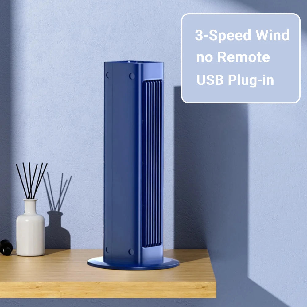 Ventilateur Tour Sans Lames Mural – 3 Vitesses, Rechargeable, Télécommande, Type-C