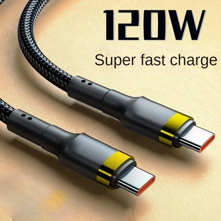 120W USB-C to USB-C Cable for Samsung S24/S23 & iPhone 15 - Fast Charger - Maliame Store