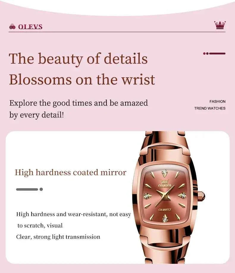 OLEVS 7006 Rose Gold Women's Watch - Luxury Brand Waterproof Quartz Bracelet Set - Maliame Store