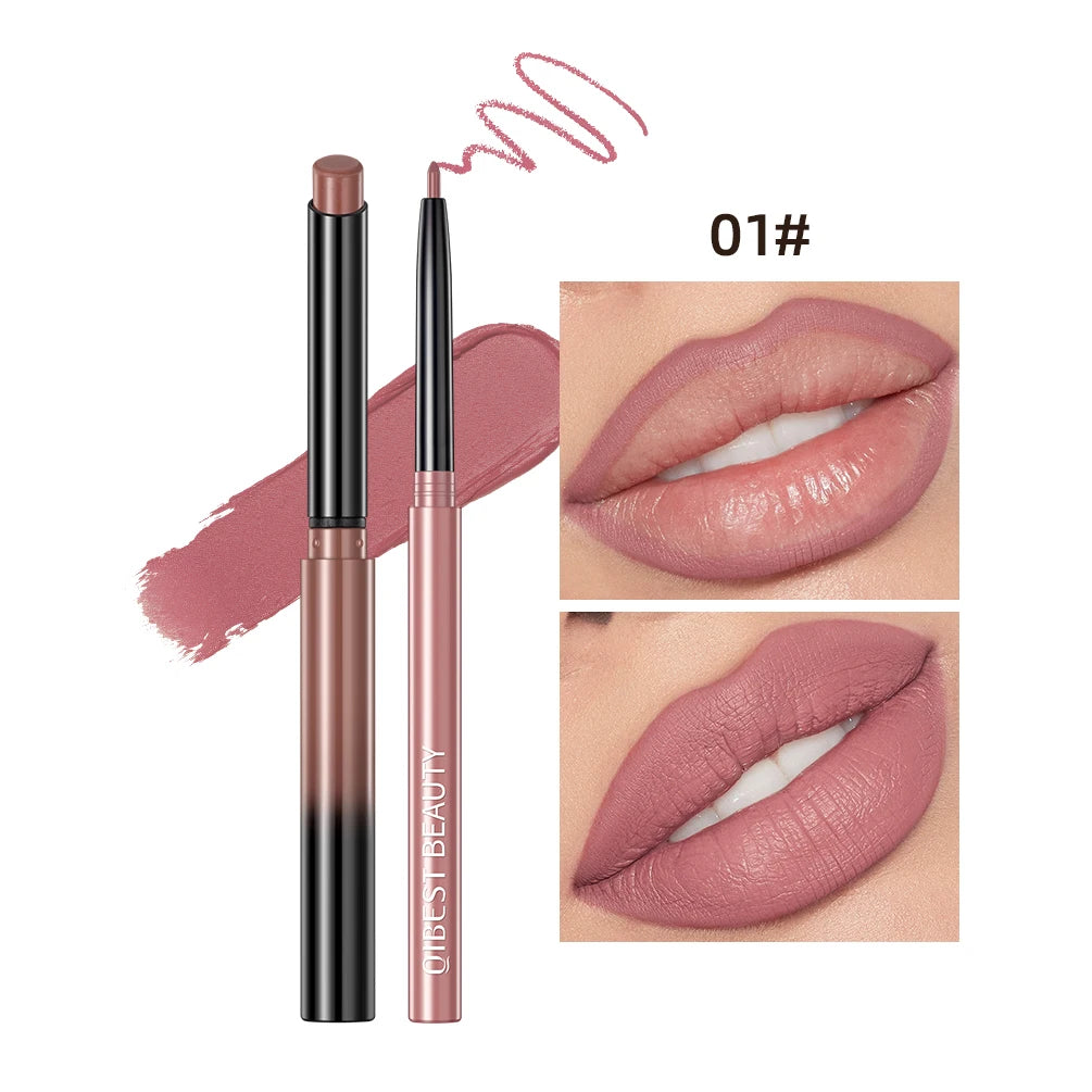 QIBEST Matte Nude Lipstick Pen Long Lasting Lipliner Lip Pencil Waterproof Lip Liner Contour Sexy Red Lip Makeup Set For Women - Maliame Store