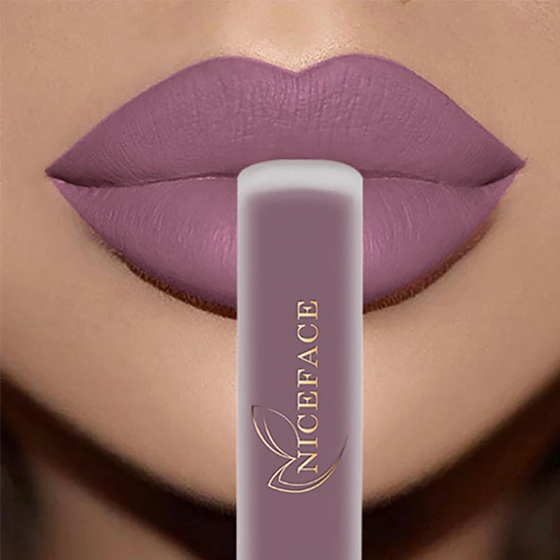 NICEFACE Matte Liquid Lipstick Waterproof Long Lasting Lip Gloss Tint Sexy Red Nude Purple Metallic Lipsticks Makeup Cosmetics - Maliame Store
