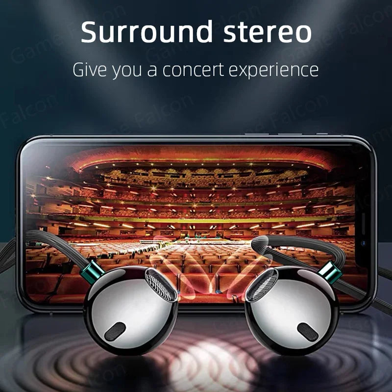 USB Type C Headphone HiFi Bass Stereo Volume Control Mic 3.5mm Wired Earbuds For Galaxy S24 S23 S22 S21 Ultra iPhone 15 Pro Max - Maliame Store