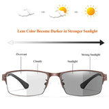 Lunettes de lecture photochromiques à monture métallique pour seniors
