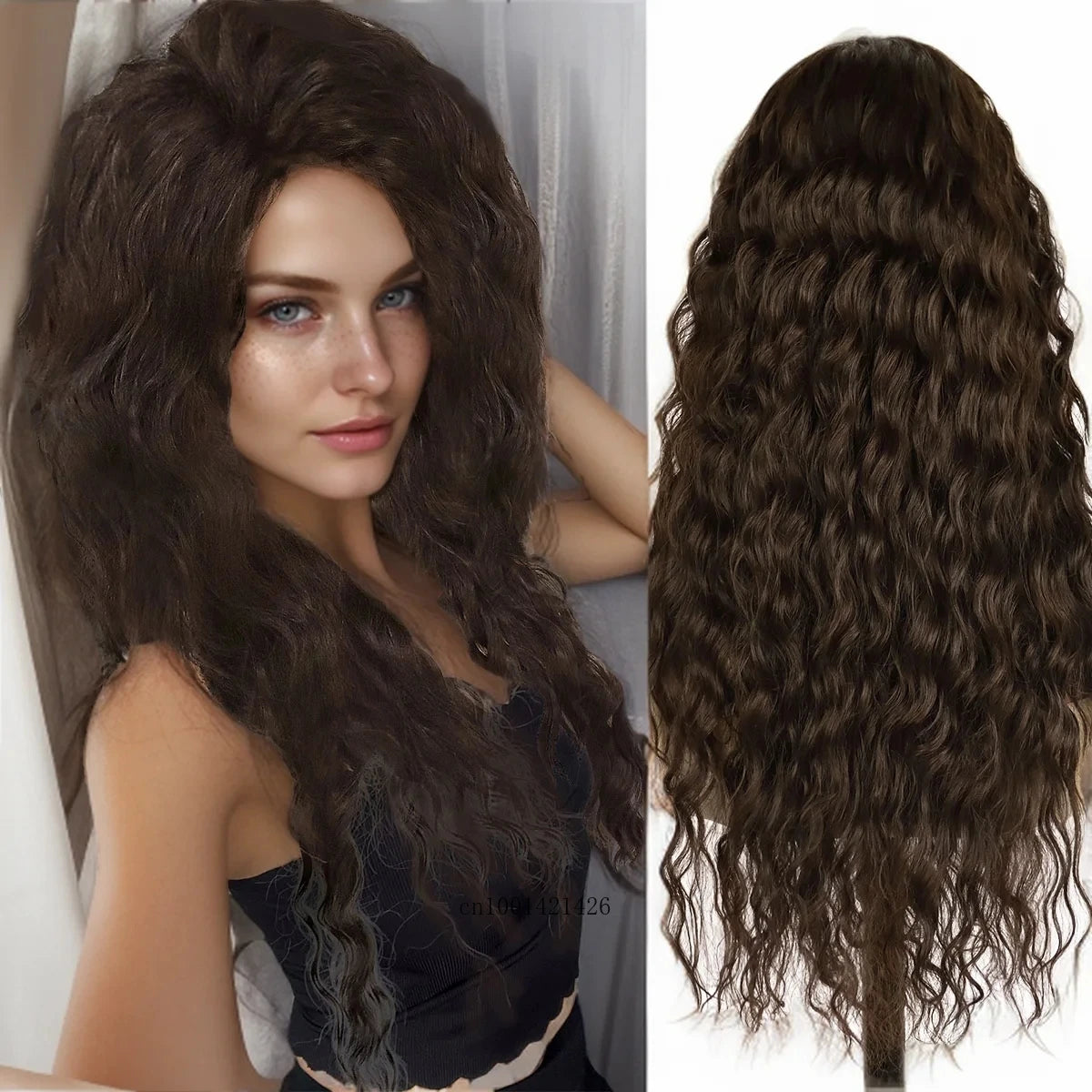 New Ash Blonde Wig Synthetic Long Curly Hair Wigs for Women Fluffy Wave Ombre Wig Costume Carnival Party Regular Cur Wig 26 Inch - Maliame Store