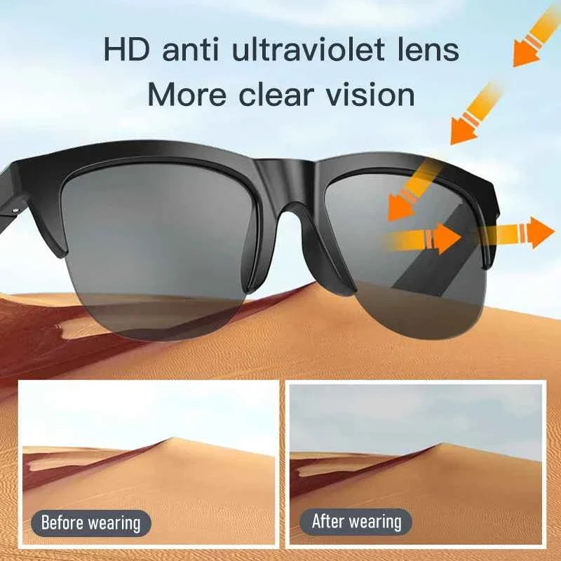 Touch Based Intelligent Bluetooth Smart Glasses for Sports with Bone Conduction Technology - Wireless Sunglasses and Headphones for Outdoor Calls - Maliame Store