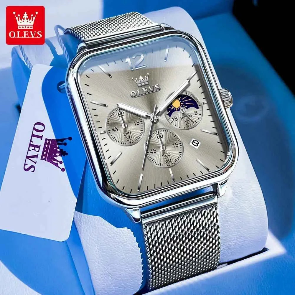 OLEVS Watch For Men Top Brand Luxury Luminous Square Men's Casual Sports Watches Fashion Waterproof Chronograph Reloj Hombre