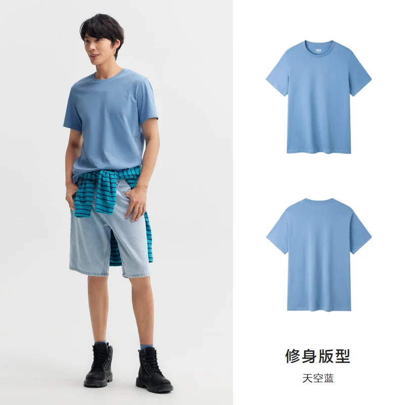 Semir Short Sleeve Men T-Shirt Cotton 2025 Summer New Man Clothing Thin And Versatile T Shirt Couples Solid Color Tops - Maliame Store
