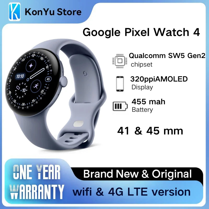 Nouvelle Google Pixel Watch 4 – WiFi/LTE | 41mm & 45mm | Qualcomm SW5 Gen 2 | Écran AMOLED | Montre Connectée