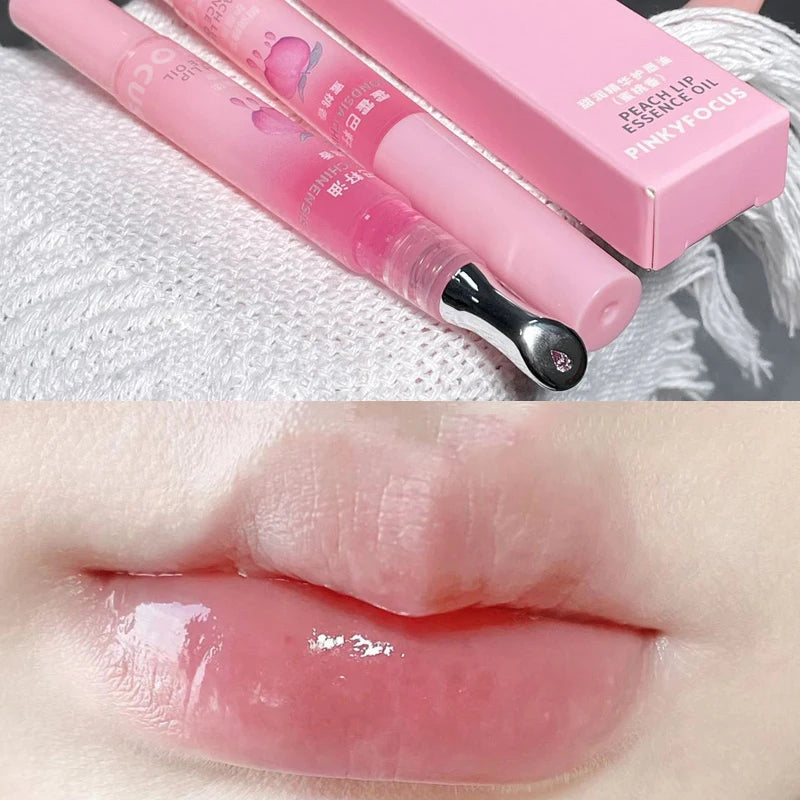 Peach Lip Oil Moisturizing Glass Lip Gloss Fragrance Non-sticky Lip Tint Lips Plumper Autumn and Winter Lips Care Serum Primer - Maliame Store