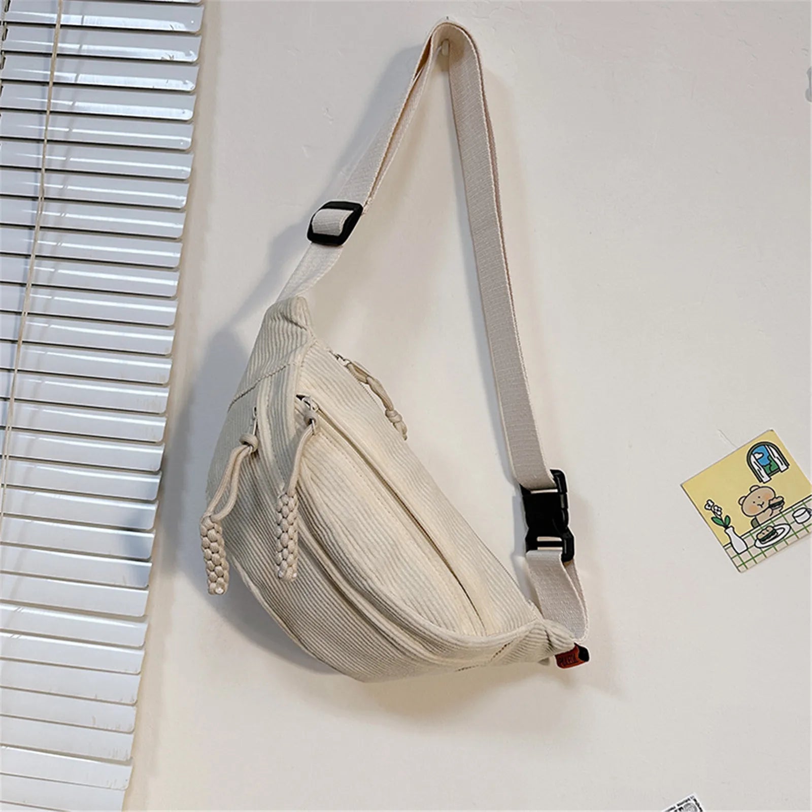 New Casual Corduroy Belt Bags for Women Simple Fashion Fanny Pack Female Banana Waist Bag Hip Purse Shoulder Crossbody Chest Bag - Maliame Store