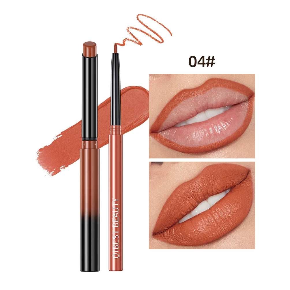 QIBEST Matte Nude Lipstick Pen Long Lasting Lipliner Lip Pencil Waterproof Lip Liner Contour Sexy Red Lip Makeup Set For Women - Maliame Store
