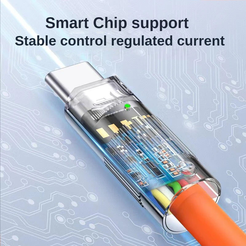 120W 6A Super Fast Charge USB C Liquid Silicone Cable For iPhone 14 15 Huawei Samsung Xiaomi Quick Charger Type-C Data Wire - Maliame Store