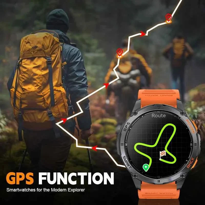LIGE GPS Smart Watch for Men with Outdoor Altimeter, Barometer, 466*466 AMOLED Screen, LED Flashlight, Compass, and Military Sports Features - Maliame Store