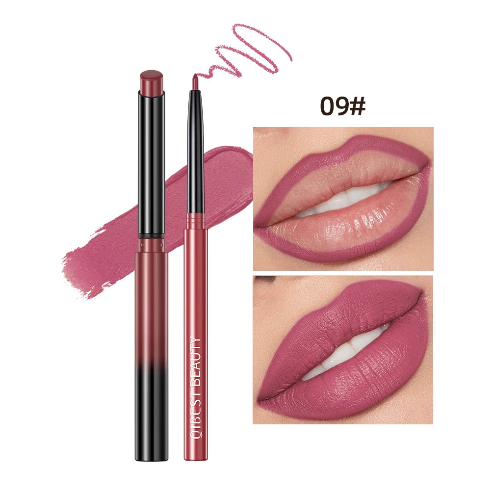 QIBEST Matte Nude Lipstick Pen Long Lasting Lipliner Lip Pencil Waterproof Lip Liner Contour Sexy Red Lip Makeup Set For Women - Maliame Store