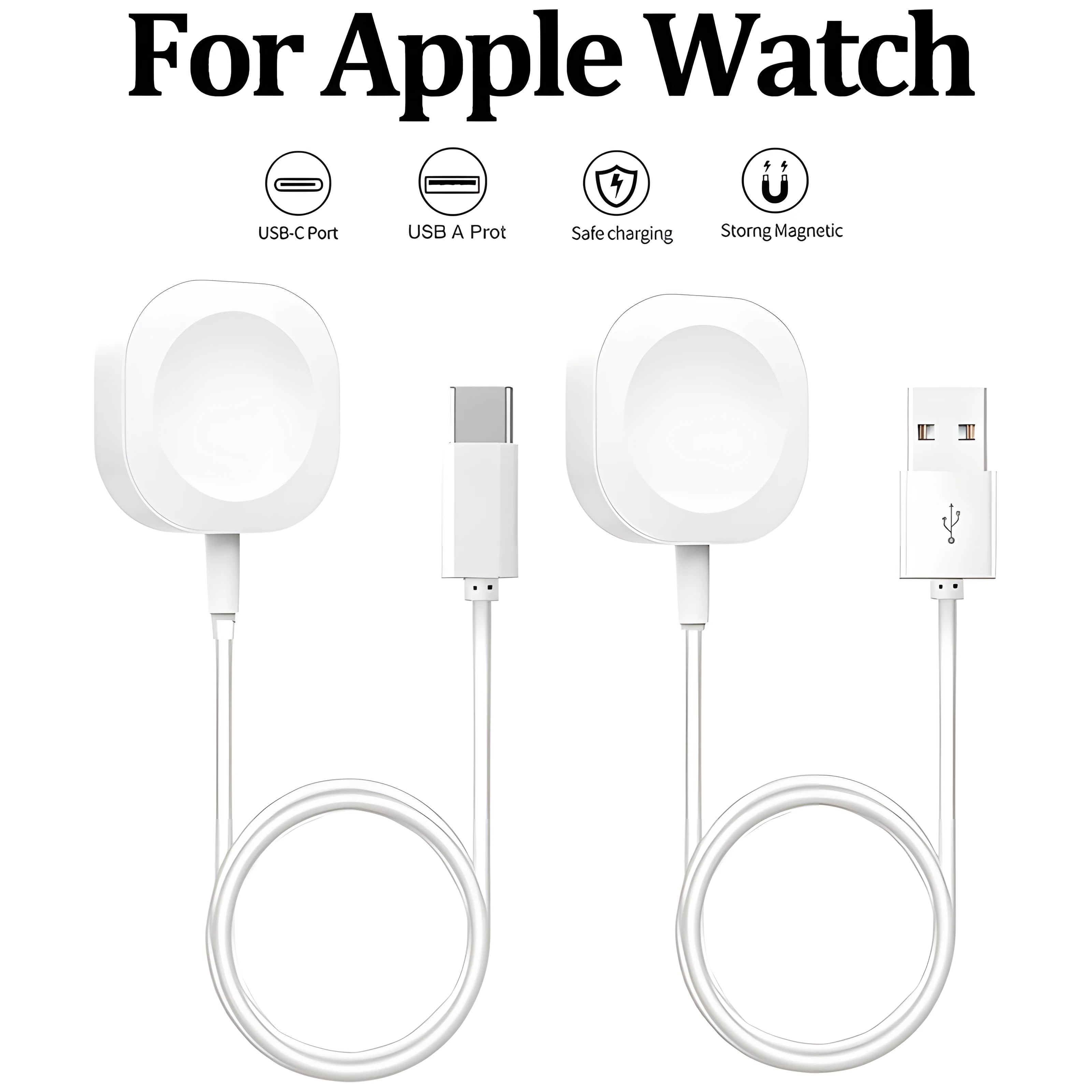 2024 Magnetic Wireless USB A Fast Charger for Apple Watch Ultra Series 9 8 7 6 SE Type C Cable Charging for iWatch Series 5 3 2 - Maliame Store