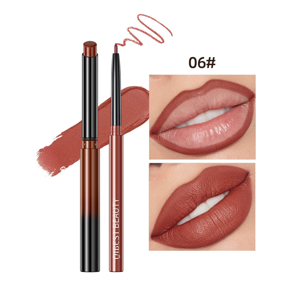 QIBEST Matte Nude Lipstick Pen Long Lasting Lipliner Lip Pencil Waterproof Lip Liner Contour Sexy Red Lip Makeup Set For Women - Maliame Store