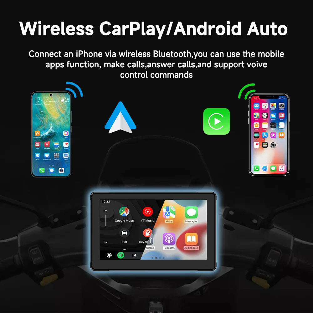 JIUYIN 7-Inch Motorcycle CarPlay & Android Auto Screen