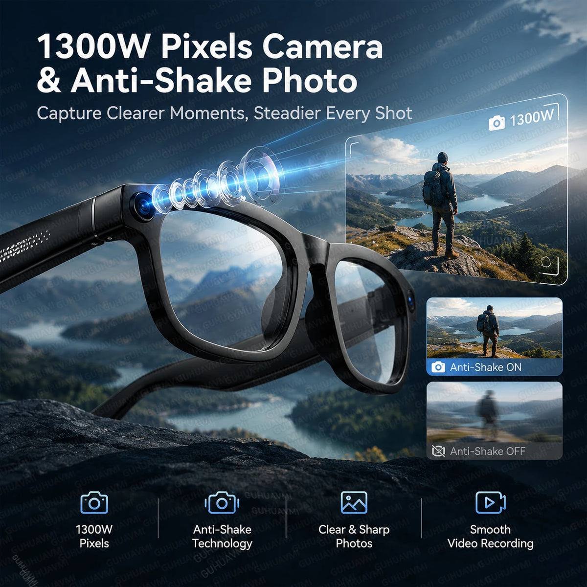 Lunettes intelligentes avec IA et caméra 13 Mpx