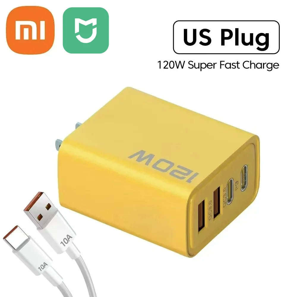 XIAOMI 120W Fast Charger TypeC 10A Cable Ultra Fast Charge 4Port USB C PD High Speed Charger Adapter For Xiaomi iPhone 16 Huawei - Maliame Store