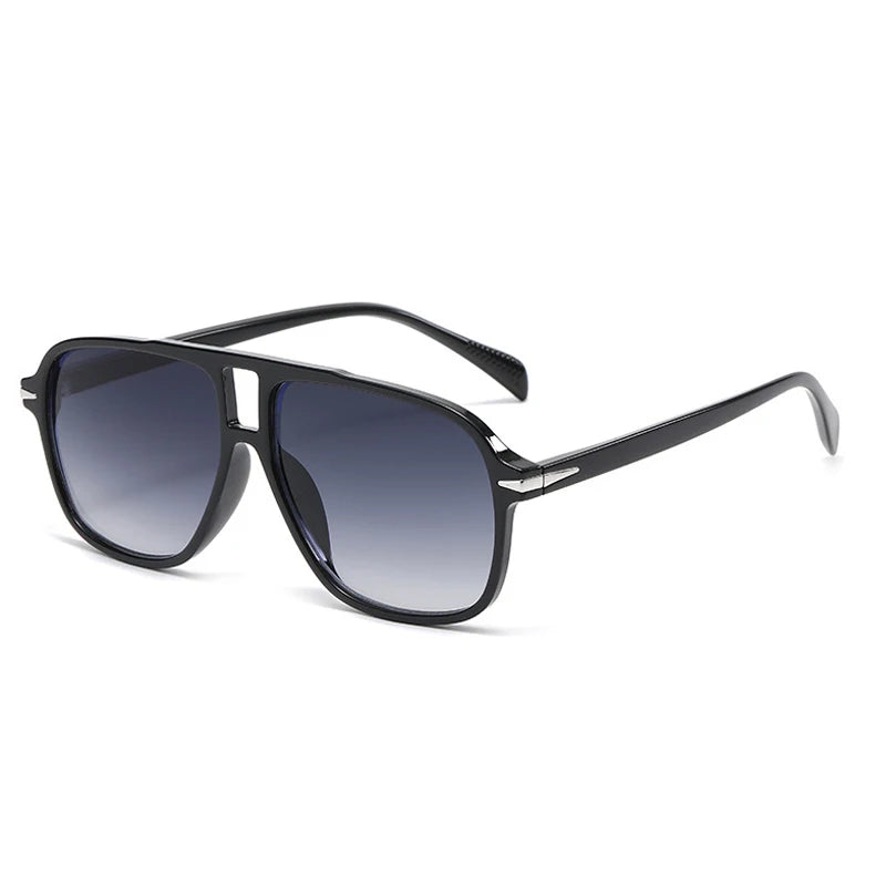 SO&EI Fashion Double Bridges Men Pilot Sunglasses Retro Clear Blue Shades UV400 Women Trending Square Rivets Sun Glasses - Maliame Store