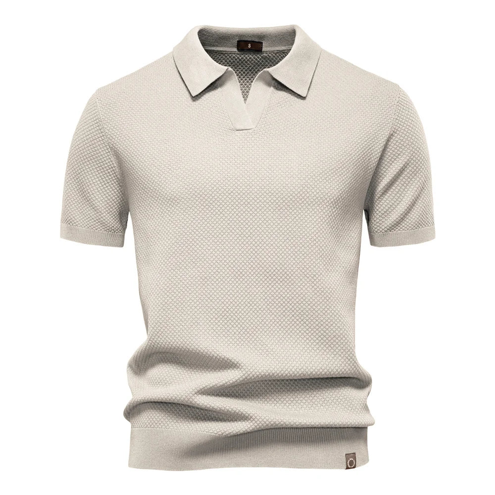 AIOPESON Men's Summer Breathable Polo Shirt Short Sleeve Solid Color Casual Polo Shirts for Men Lightweight Stretch Polo ﻿ - Maliame Store