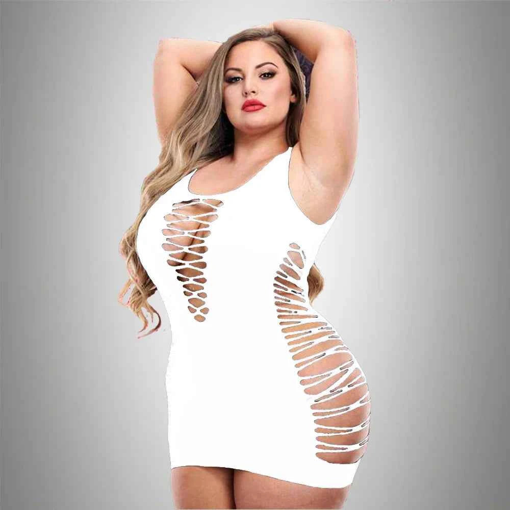 Sexi Women Fishnet Night Dress Hot Bodycon Clubwear Vestido Sexy Catsuit Erotic Transparent Midi Dresses mujer porno Plus Size