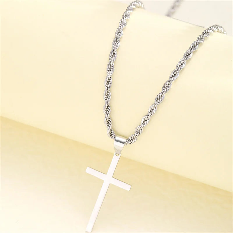 2024 New Cross Pendant Necklace for Men Women Minimalist Gold Color Jewelry Male Female Necklaces Chokers Gifts - Maliame Store
