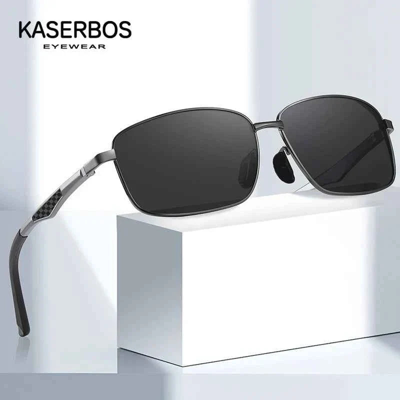 Men Sunglasses Aluminum Magnesium Men's Polarized Sunglasses UV400 Protective Square Lens Night Driving Outdoor Man Sun Glasses - Maliame Store
