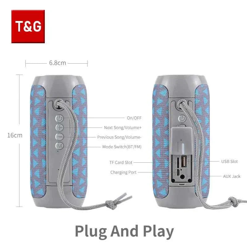Bluetooth Speaker T&G TG117 Portable TWS Sound Box Waterproof Loudspeaker Outdoor Stereo Surround Speakers Support TF FM Radio - Maliame Store