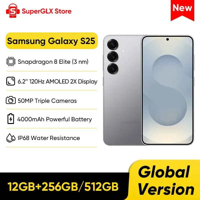 2025 New Samsung Galaxy S25 AI Smartphone Snapdragon 8 Elite 6.2"Dynamic 120Hz AMOLED 2X Screen 4000mAh Battery IP68 Samsung S25