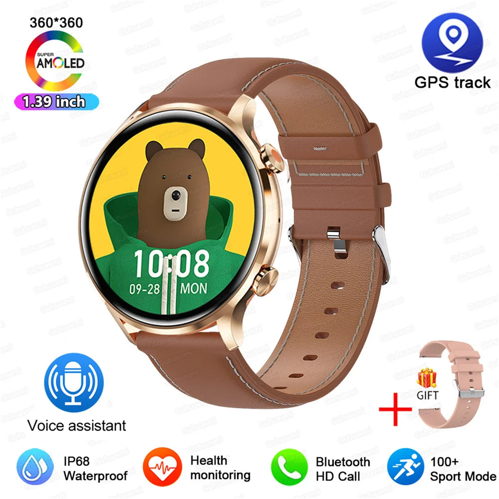 2025 New Smartwatch Women AMOLED HD Screen Always On Display Bluetooth Call IP68 Waterproof GPS Smart Men Watch For Android ios - Maliame Store
