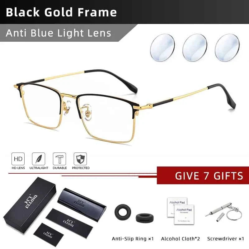 CLLOIO Ultralight Business Men Glasses Reading Glasses Anti Blue Light Myopia Prescription Glasses Hyperopia Optical Eyeglasses - Maliame Store