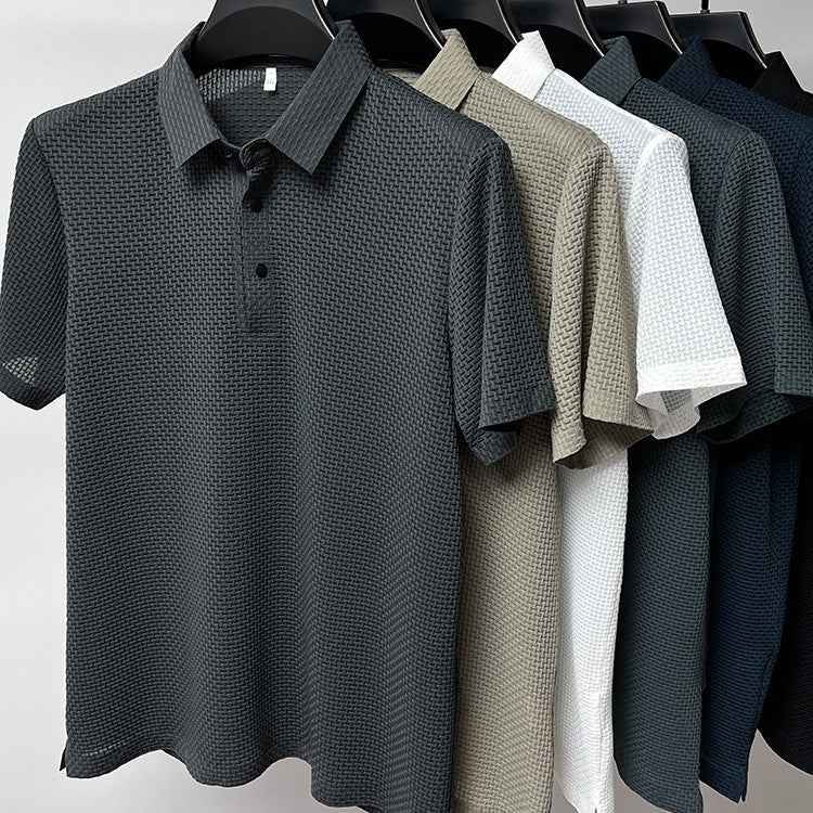 Mesh Ice Silk Short Sleeve T-shirt Mens Clothing - Maliame Store