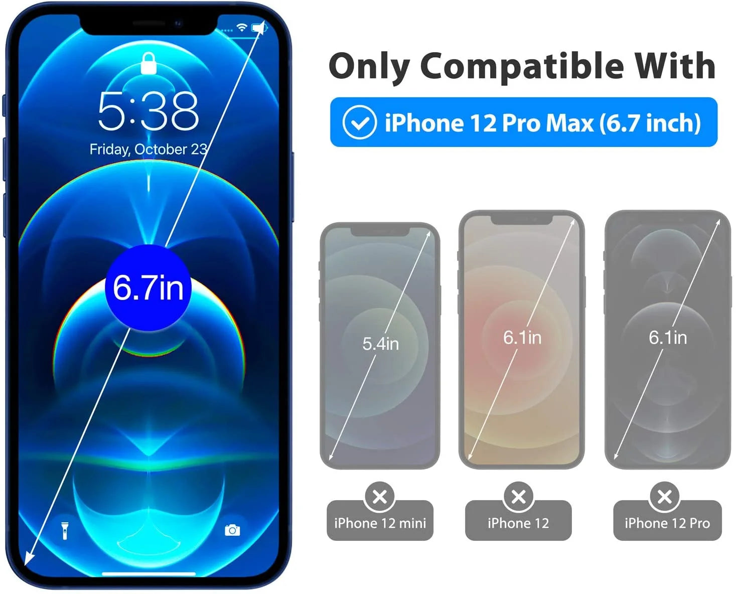 [2 Pack]  Shield Protector for Iphone 12 Pro Max, 6.7 Inch Tempered Glass Screen Protector, Anti-Scratch, Anti-Fingerprint, Bubble Free