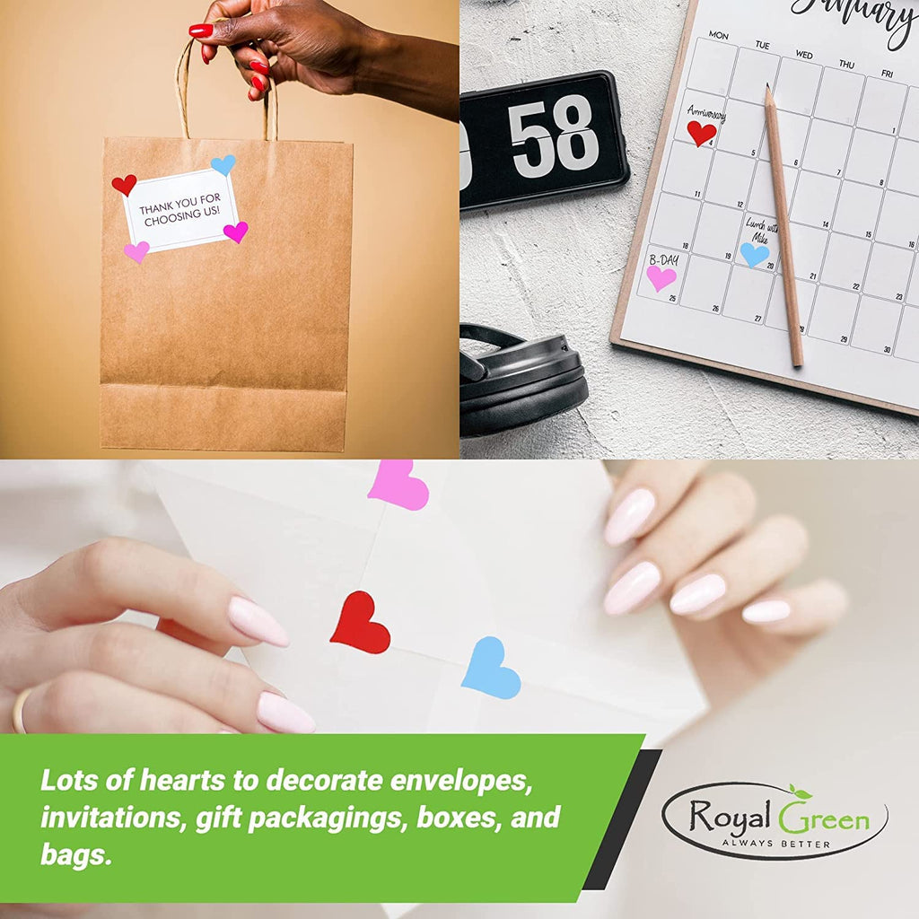 Small Heart Stickers - Scrapbooking Stickers, Packaging Stickers, Arts & Crafts Decorative Sticker Labels for Scrapbooks & More - 0.5 Inch, 350-Pack (Red)