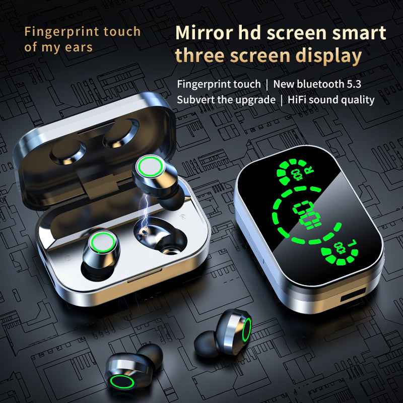 YD03 Wireless Bluetooth-compatible Headset TWS Large Screen Smart Digital Display In Ear Breathing Light - Maliame Store