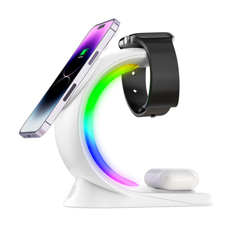 4 In 1 Wireless Charger - Fast Charging Station with Atmosphere Light for iPhone, AirPods Pro, and Apple Watch - Maliame Store