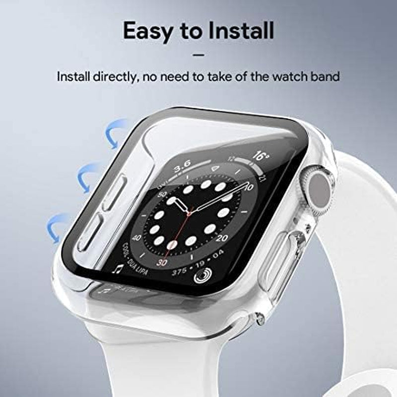 2 Pack  for Apple Watch Case 40Mm Series SE, 6, 5, 4 with Built-In Tempered Glass Screen Protector, Ultra-Thin All around Protective Glass Screen Cover for Iwatch 40Mm, Clear
