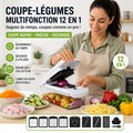 Coupe-Légumes Multifonction 12 en 1 – Hachoir Manuel avec Lames en Acier Inoxydable